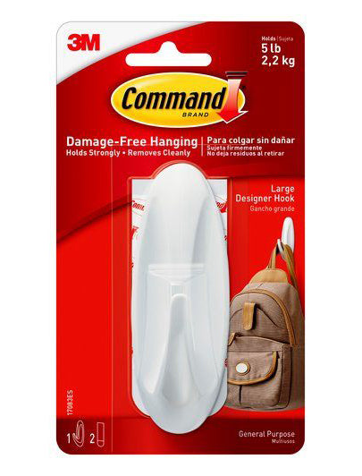 Command Large Designer Stick On Hook – 5lb