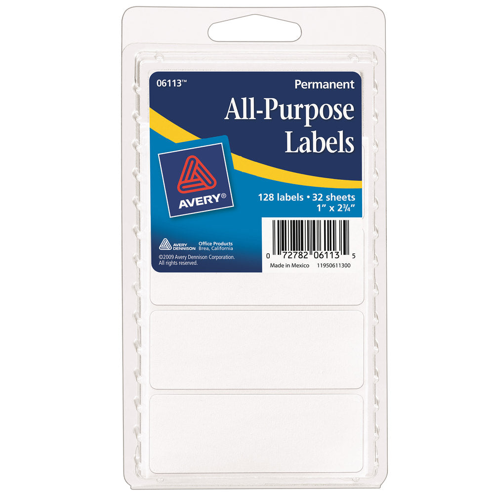 White All-Purpose Labels – 128 Count