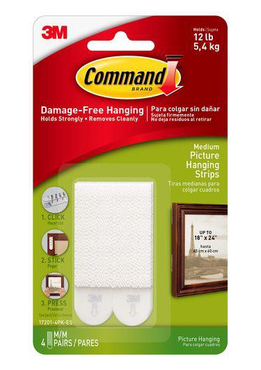 Command Damage-Free Medium Picture Hanging Strips – 12lb – Pack of 4