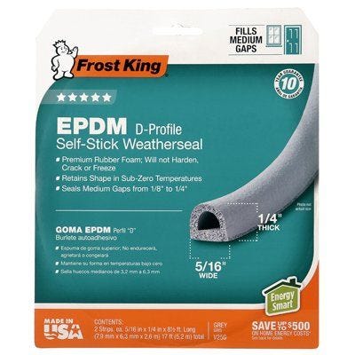 Frost King Extreme Rubber Weatherseal Tape – 5/16"W x 1/4"T x 17ft
