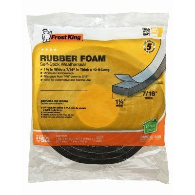 Frost King Rubber Foam Weatherseal Tape – 1-1/4"W x 7/16"T x 10Ft