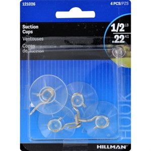 Suction Cup With Hook – Clear - Small – Pack of 4