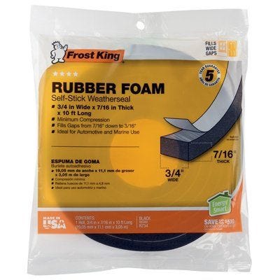 Frost King Rubber Foam Weatherseal Tape – 3/4"W x 7/16"T x 10Ft