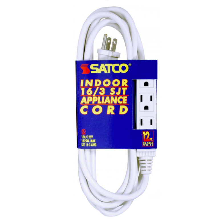 16/3 SJT Extension Cord – 12ft. – White
