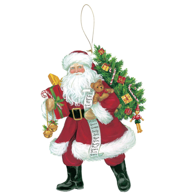 Caspari Die-Cut Christmas Ornament Tags | Santa – 4 Pack