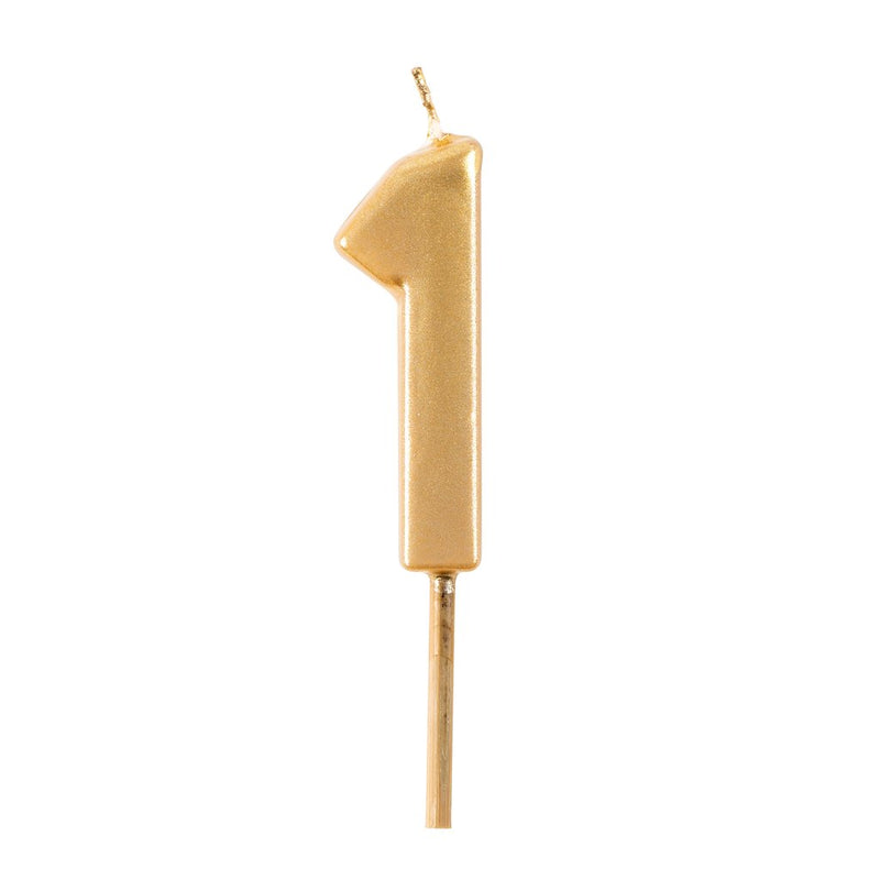 Number Birthday Candles in Gold – "1"