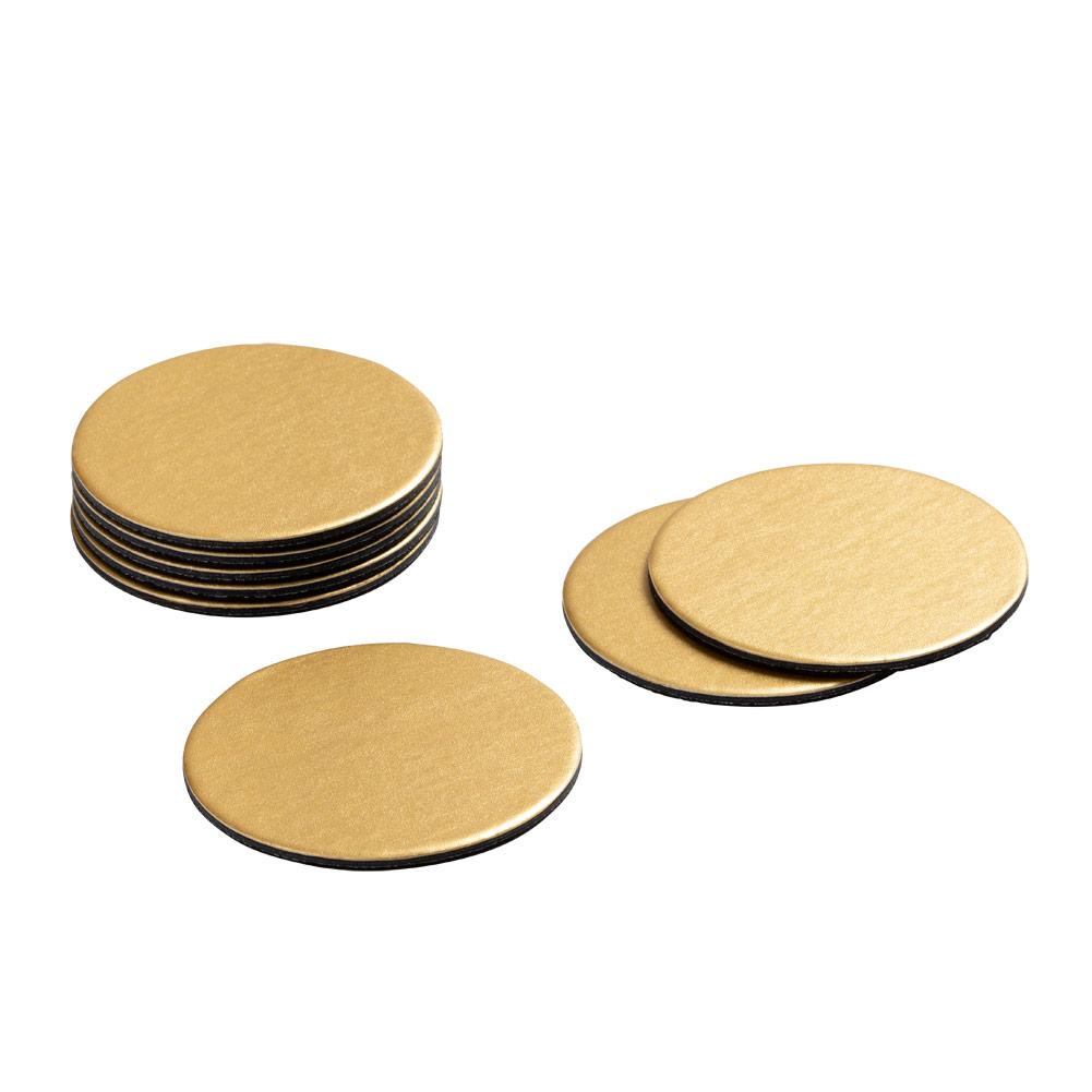 Caspari Luster Felt-Backed Coasters – Gold - Set of 8