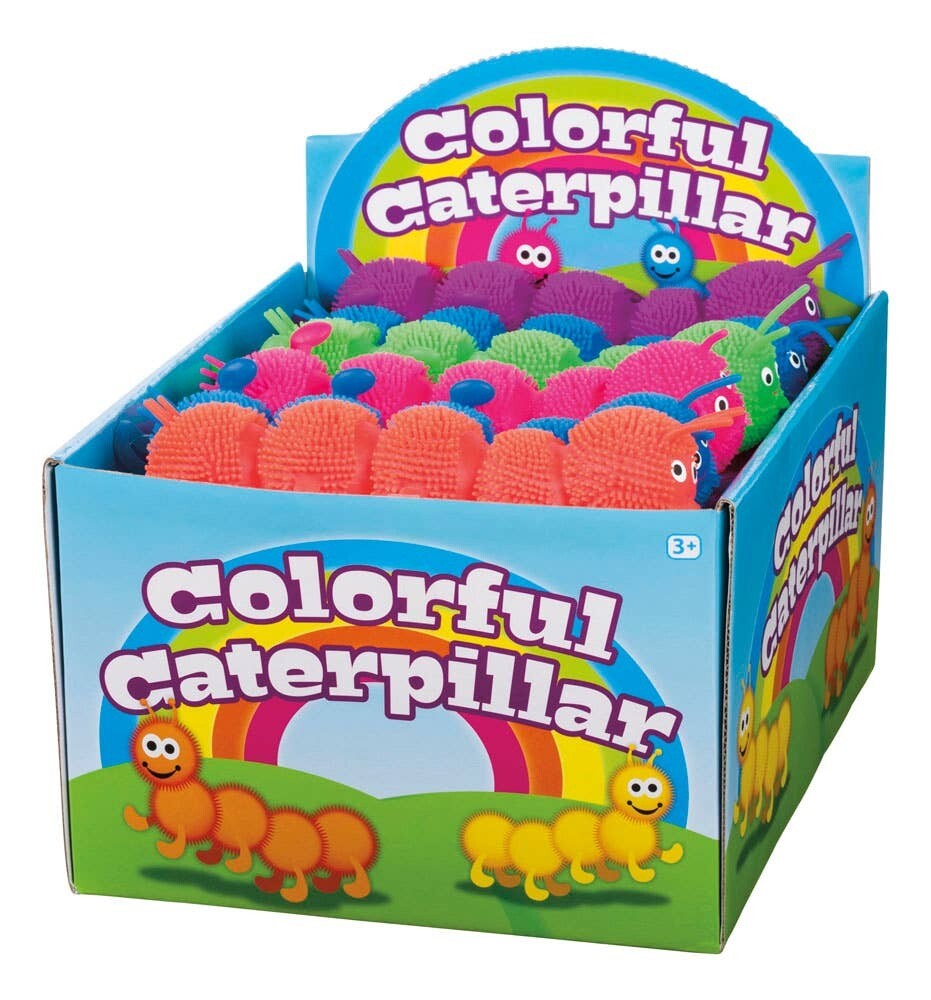 Colorful Squishy Caterpillar – 7.5" – Assorted Colors – Sold Individually