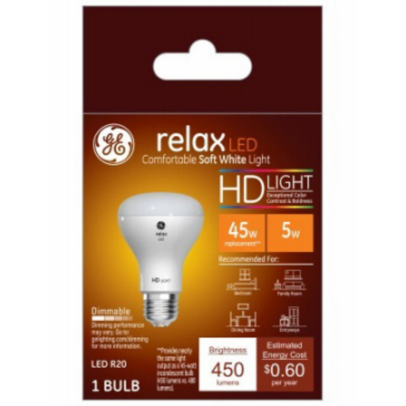 GE LED Dimmable 5W R20 Lightbulb – 45W Replacement – Soft White