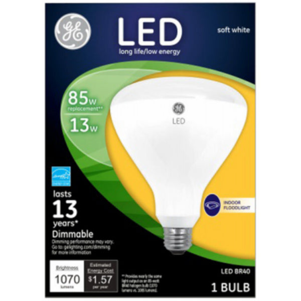 GE LED Dimmable 13W BR40 Indoor Floodlight – 85W Replacement – Soft White
