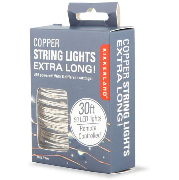Kikkerland Remote Controlled Silver String Lights – 30ft