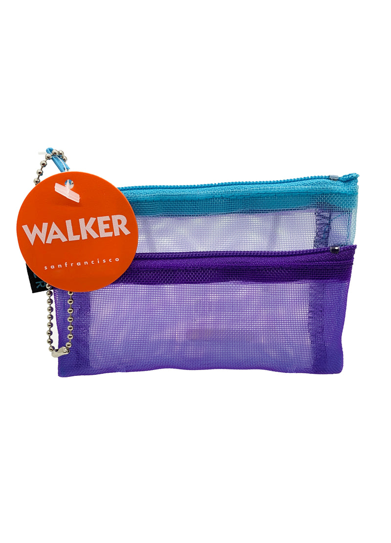 Walker Bags Color Mesh Double Zip Case  – Purple/Aqua – 3.5x5in