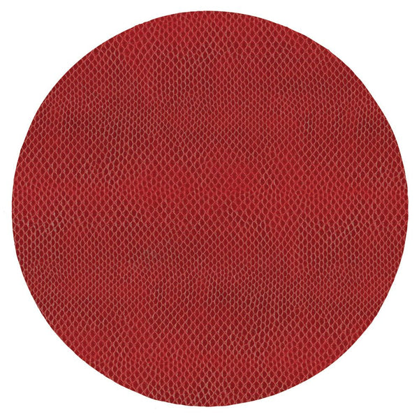 Snakeskin Felt-Backed Round Placemat – Crimson