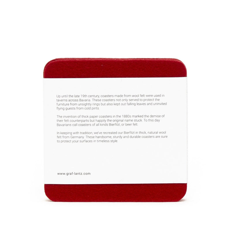 Graf Lantz Bierfilzl Square Felt Coaster – Red – 4pk