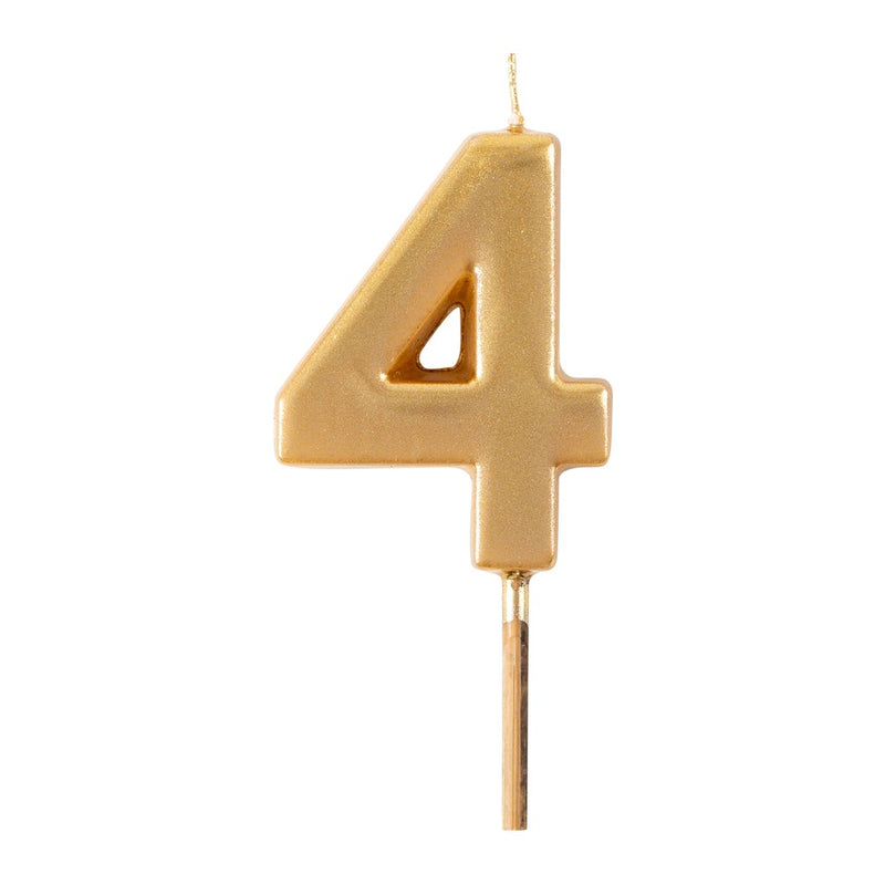 Number Birthday Candles in Gold – "4"