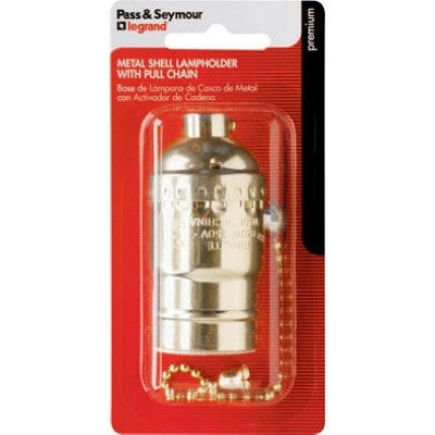 Metal Shell Pull Chain Light Socket – Brass Finish – 250 Volt – 660 Watt