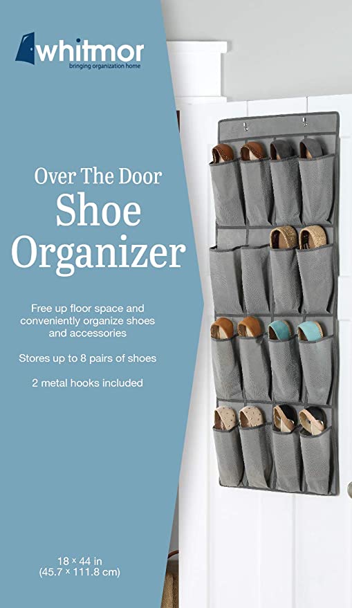 Over the Door Shoe Organizer – Grey – 18" x 44"