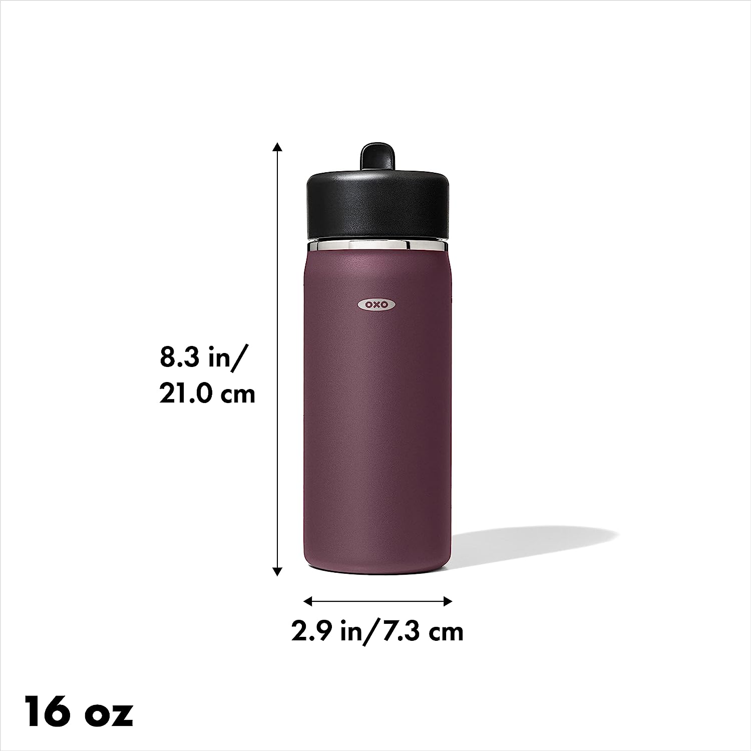 OXO Strive Wide Mouth Water Bottle with Straw Lid - Garnet – 16oz