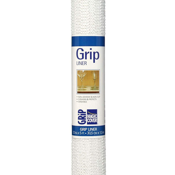 Magic Cover Shelf Liner, Non-Adhesive Grip, White, 12-In. x 5-Ft.