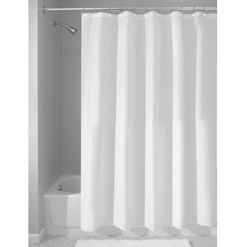 Water Repelling Fabric Shower Curtain, White