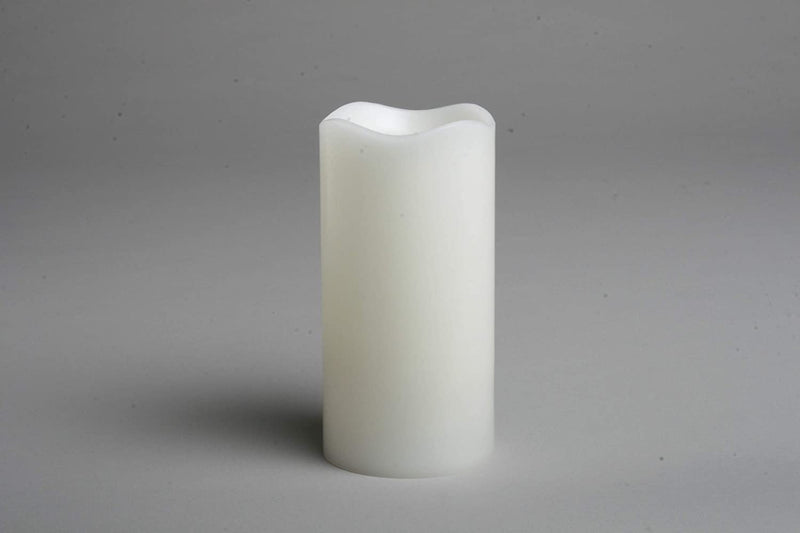 Wax Pillar Candle With Flickering LED Flame – Ivory – 6” x 3”
