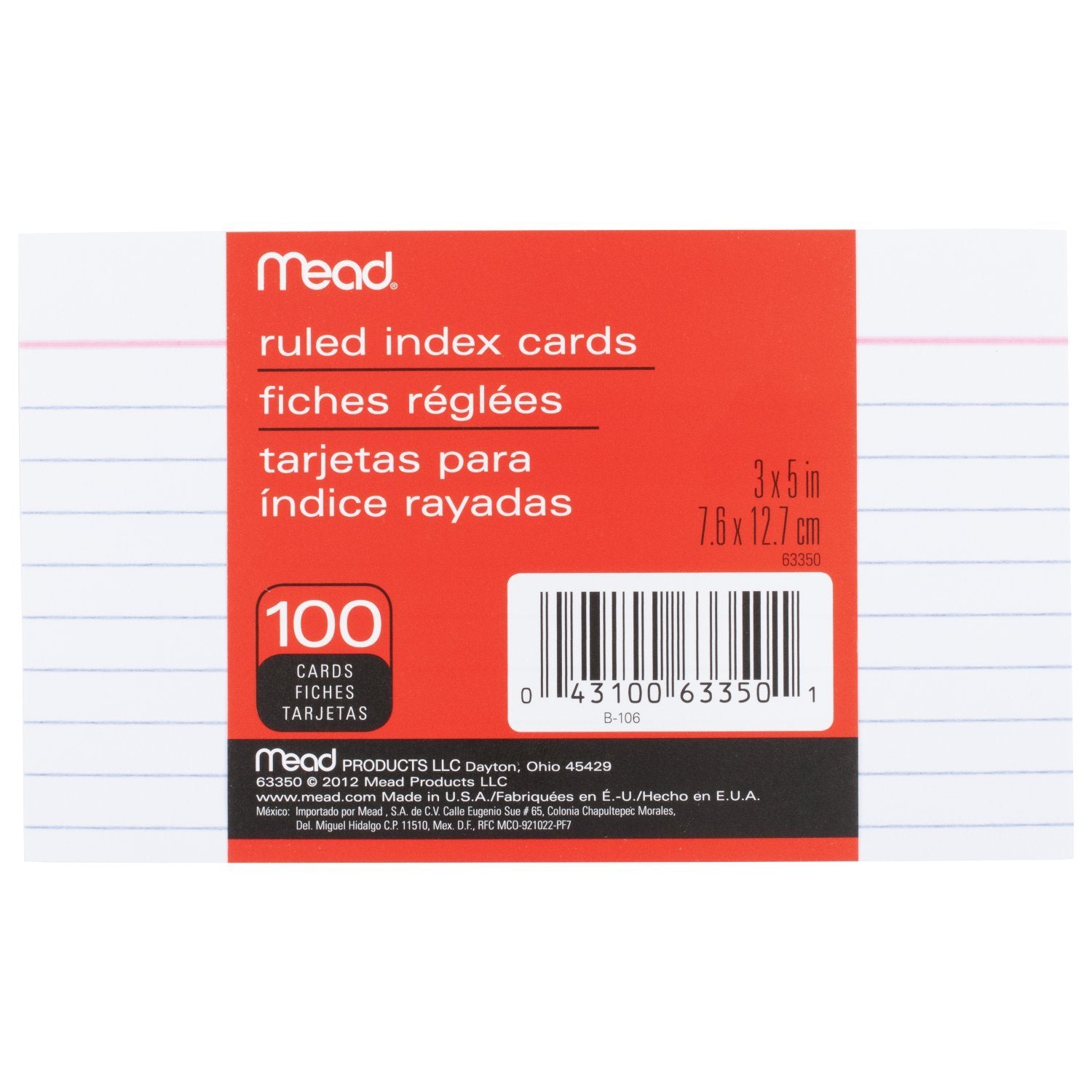 Index Cards – 3" x 5" – 100 Pack