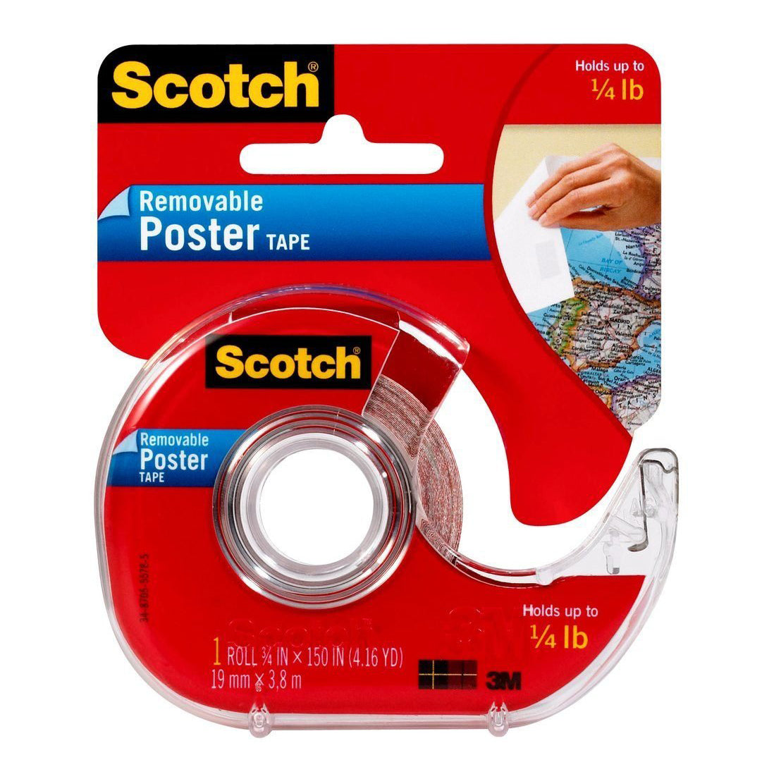 Scotch Removable Poster Tape, 3/4 in x 150 in, Clear