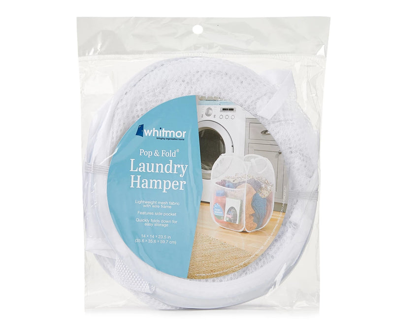 Pop-Up Laundry Sorter with Pocket – White