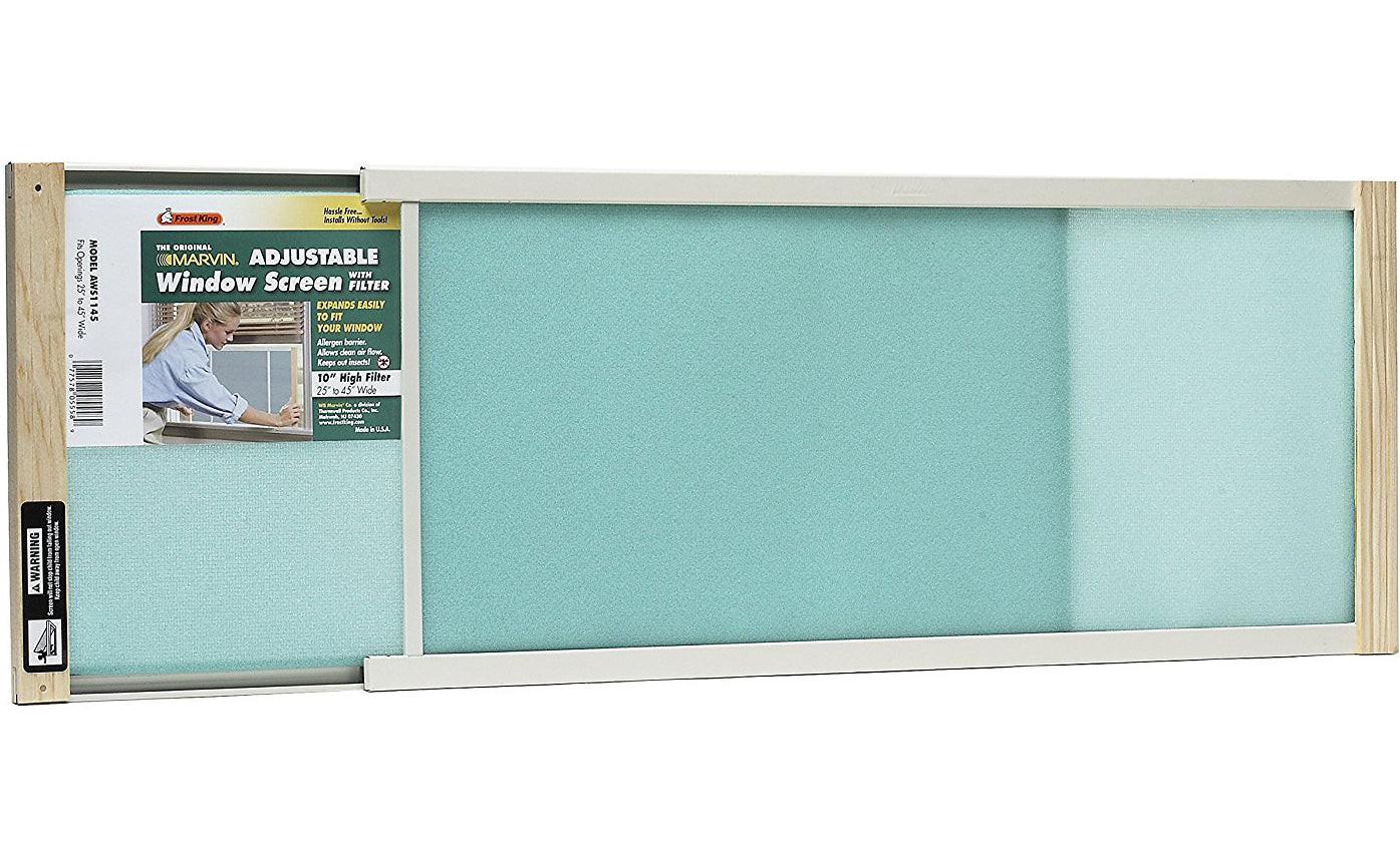 W.B. Marvin Adjustable Window Screen With Filter – 10" x 25"-45"