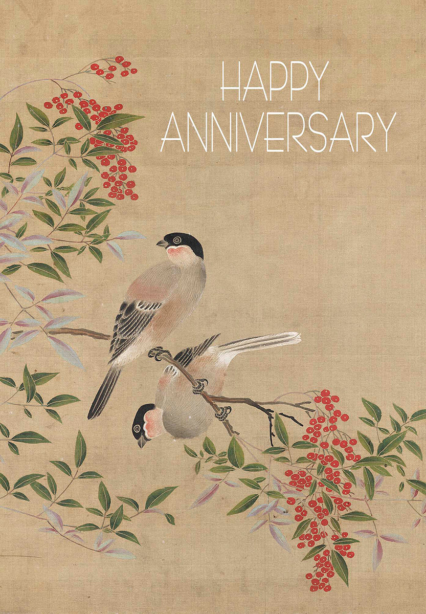 Caspari – Birds Anniversary Card – 1 Card & 1 Envelope