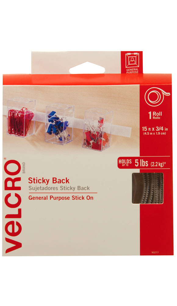 VELCRO® General Purpose Sticky Back Tape – White – 5lb – 15ft