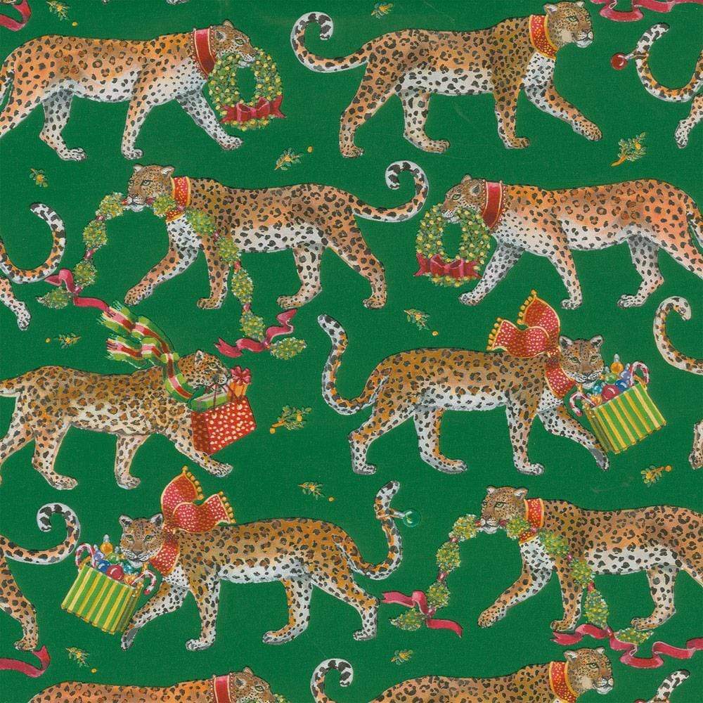 Christmas Leopards Gift Wrapping Paper in Dark Green - 30" x 8' Roll – Local Delivery Only
