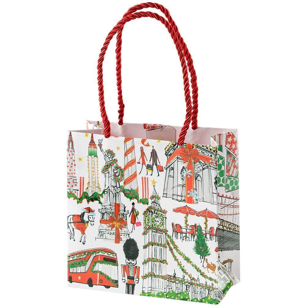 Caspari Cosmopolitan Christmas Small Gift Bag