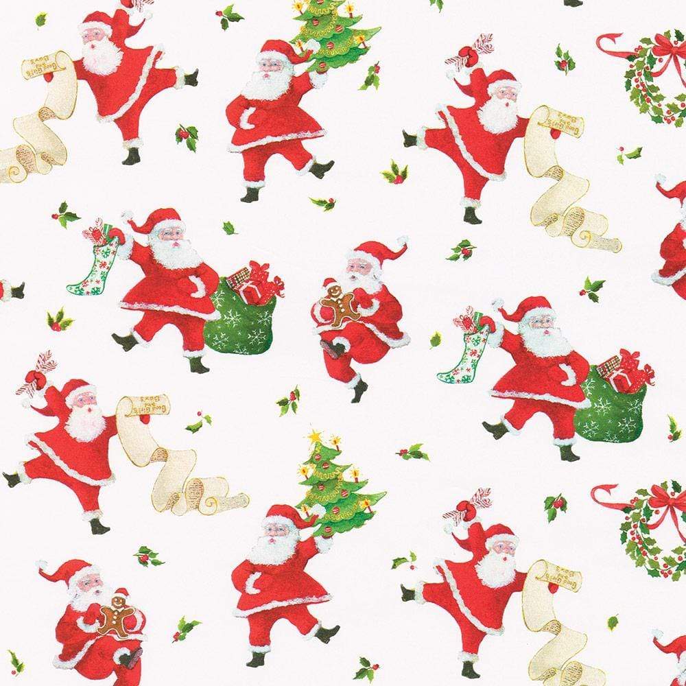 Caspari Dancing Santas Gift Wrap Paper - 30" x 8' Roll – Local Delivery Only