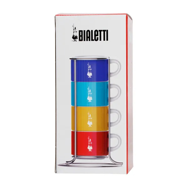 Bialetti Cappuccino Cups with Stand – Multicolor – Set of 4