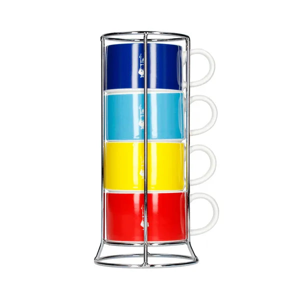 Bialetti Cappuccino Cups with Stand – Multicolor – Set of 4