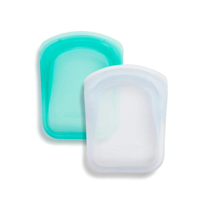 Stasher Reusable Silicone Pocket Size Bag 2 Pack – Clear + Aqua