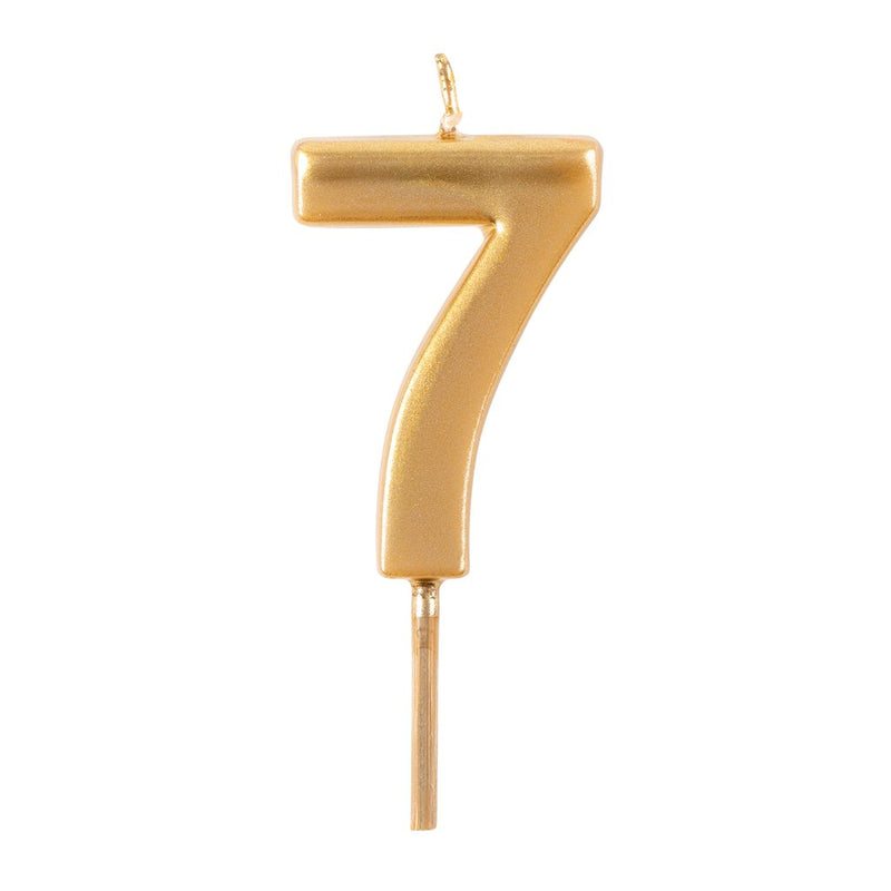 Number Birthday Candles in Gold – "7"
