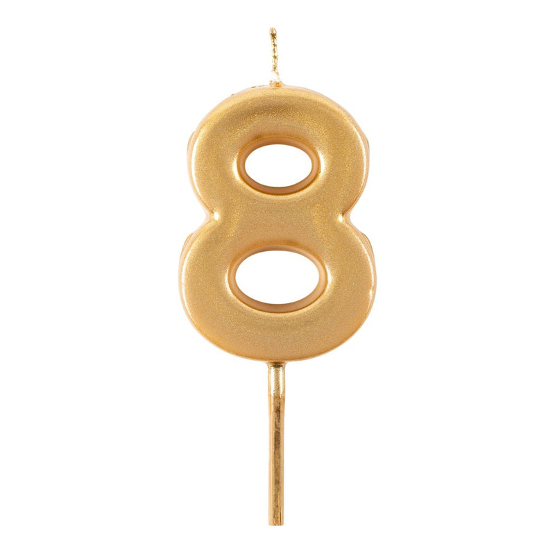 Number Birthday Candles in Gold – "8"