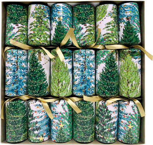 Caspari Christmas Tree With Lights Christmas Crackers – 6 Pack