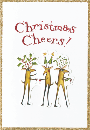Caspari Christmas Cheers Christmas Card – 1 Card & 1 Envelope
