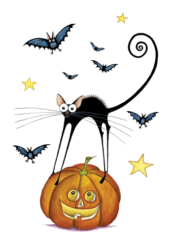 Caspari – Bat Cat Halloween Card – 1 Card & 1 Envelope