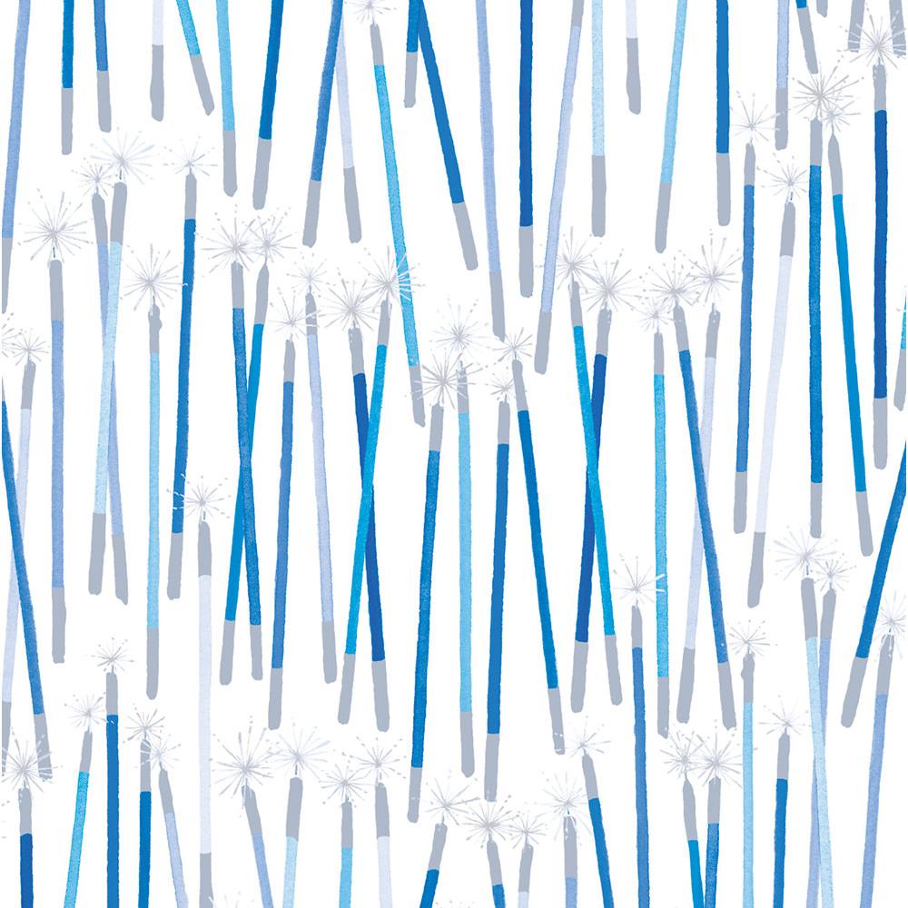 Hanukkah Candles Gift Wrapping Paper in Blue - 30" x 8' Roll – Local Delivery Only