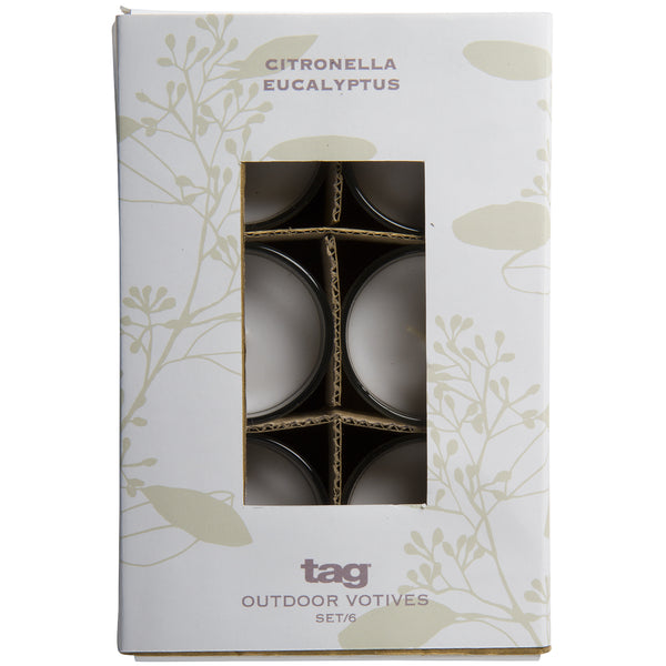 Citronella Ecucalyptus Glass Votives – Set of 6