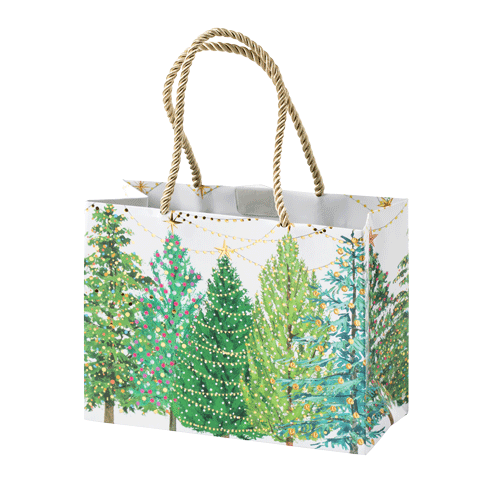 Caspari Christmas Trees With Lights Small Gift Bag