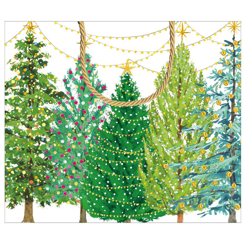 Caspari Christmas Trees with Lights Large Gift Bag