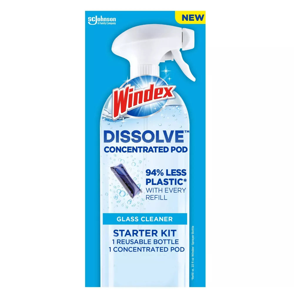 Windex Original Blue Window Cleaner Spray Bottle 23 Oz with Refill Bottle  32 Oz