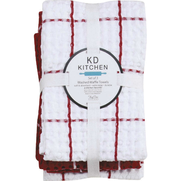Kay Dee Designs Waffle Kitchen Towel – Samba Red – Pack of 3