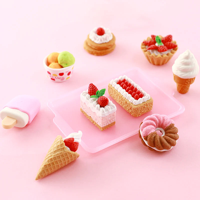 Cake And Ice Cream Puzzle Piece Erasers – Set of 7