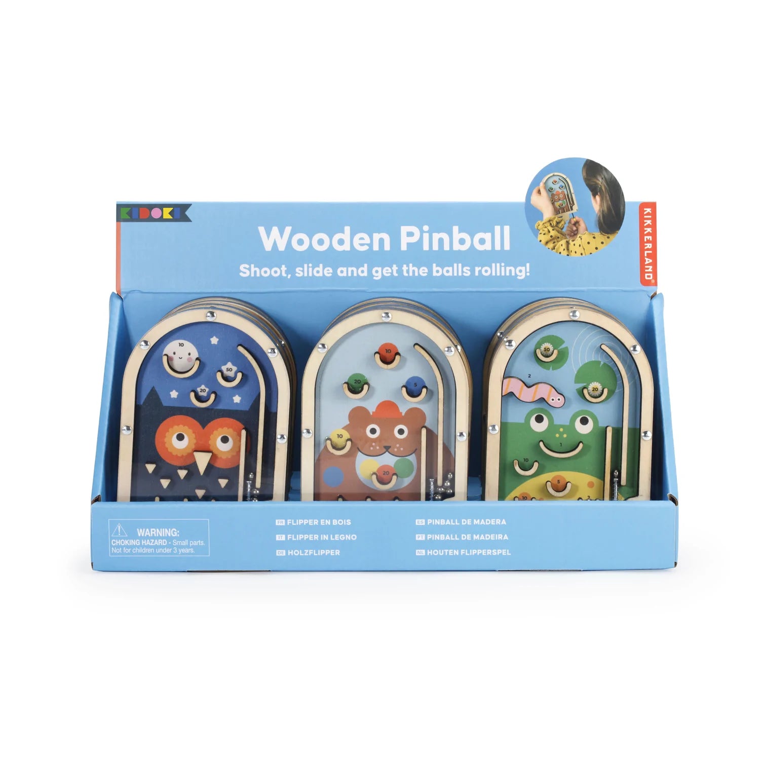 Kikkerland Wooden Pinball Games – Assorted Styles – Sold Individually